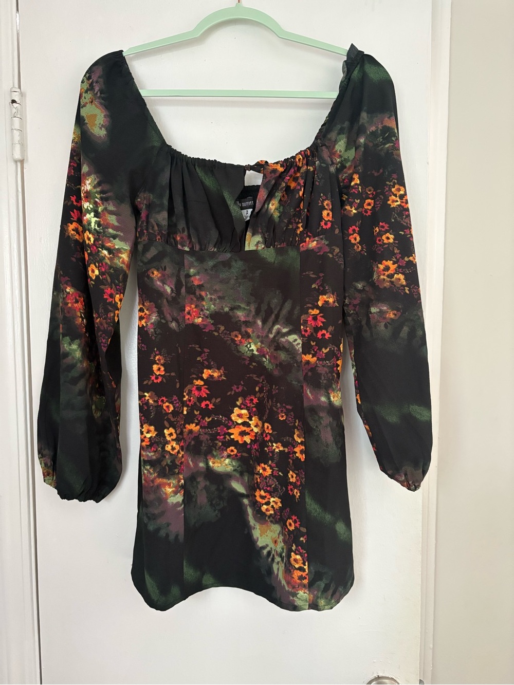 Urban Outfitters Black Floral Long Sleeve Mini Dress✨